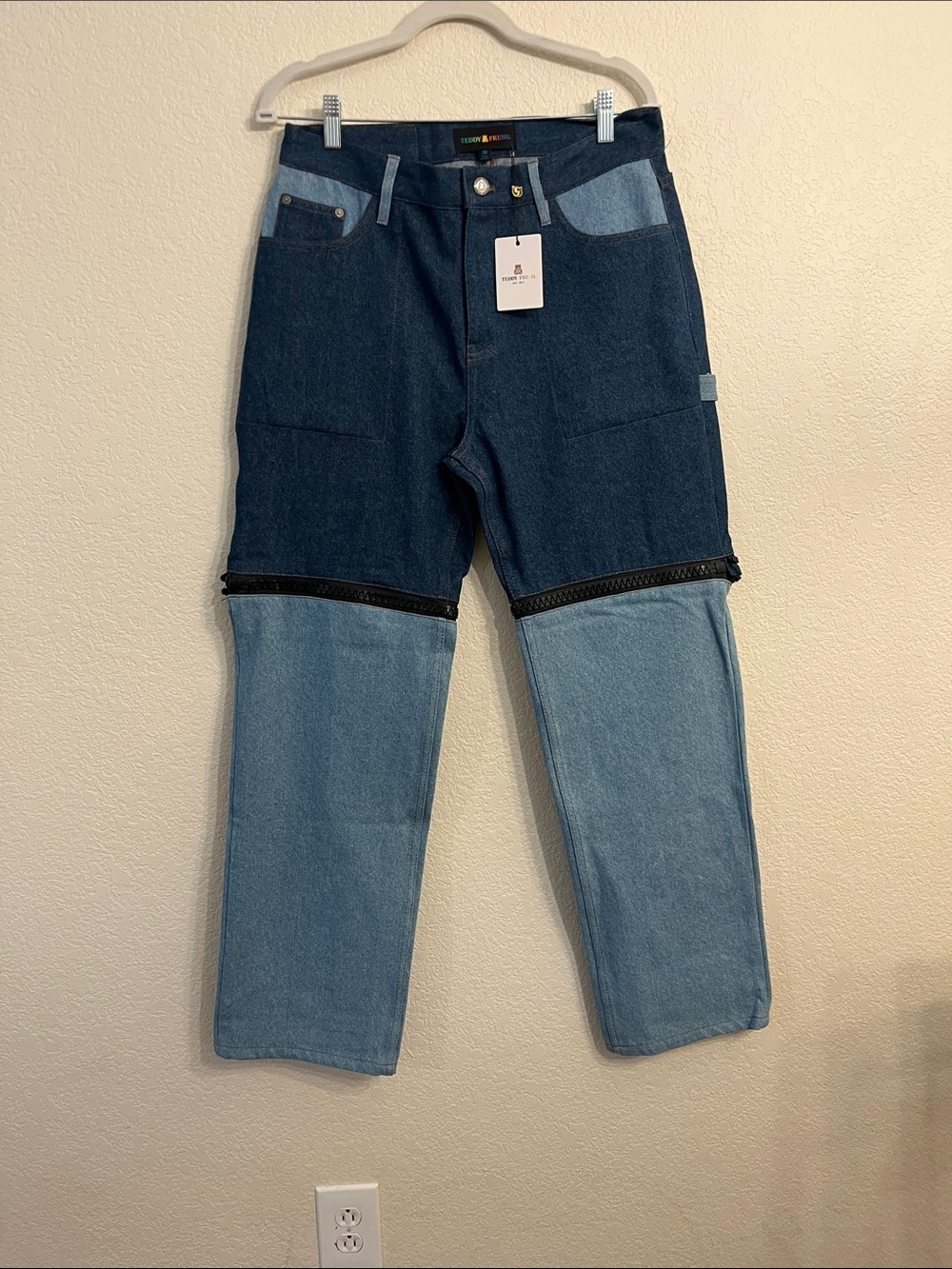 Teddy Fresh convertible patchwork/ two tone Jeans
